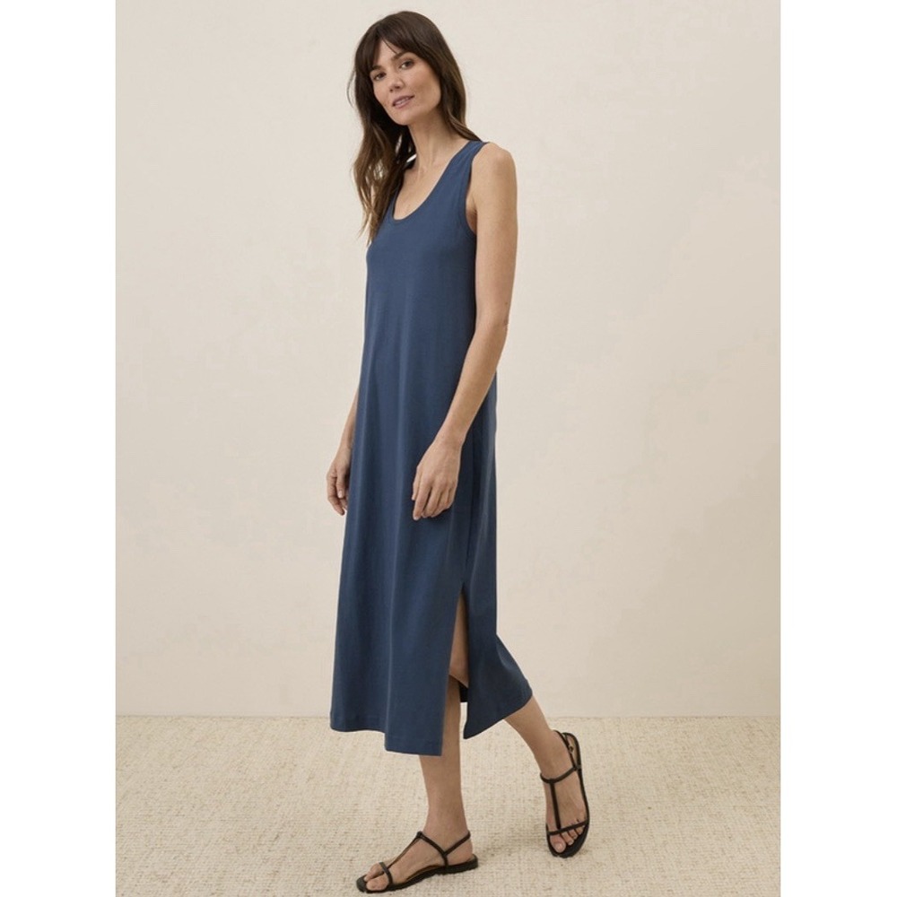 Pact Organic Softspun Tank Midi Dress Women's XL French Navy Cotton NEW